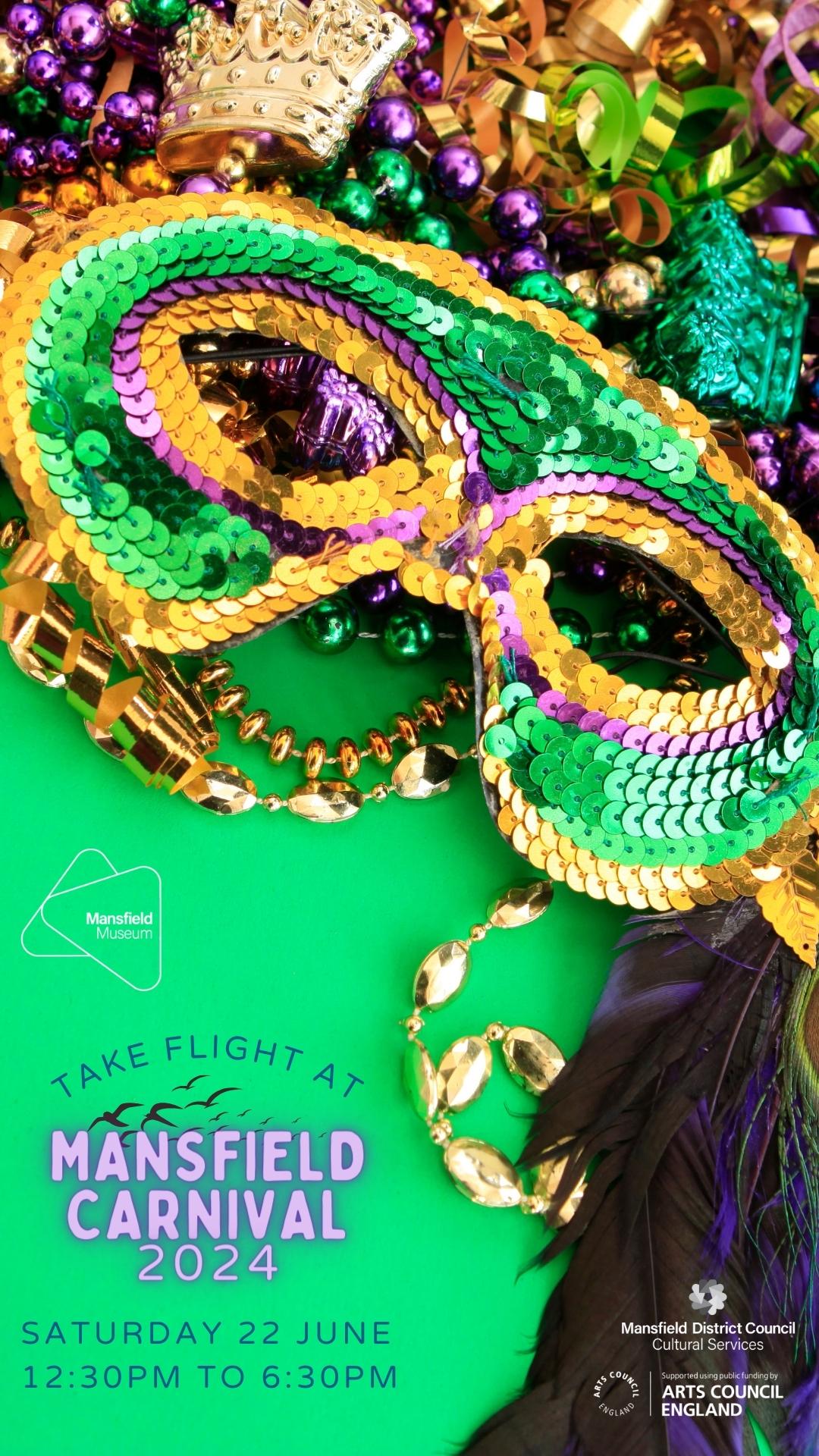 carnival mask on green