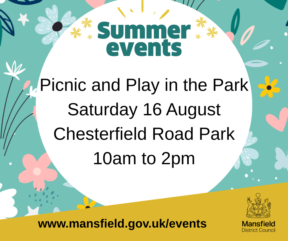 Picnic and Play in the Park on Saturday 16 August on Chesterfield Road Park from 10am to 2pm