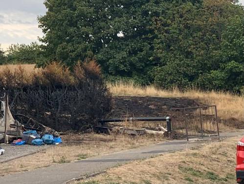 Damage caused by the grass fire on Barringer Road