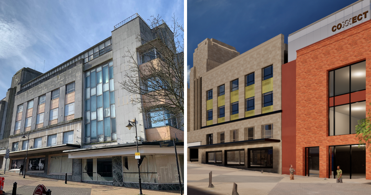 Beales on the left and a new vision for Mansfield Connect on the right