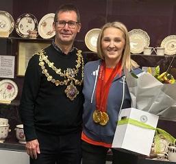 Photo of Charlotte Henshaw and Mayor Andy Abrahams
