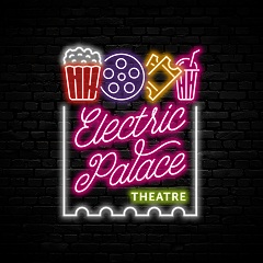 Logo for Electric Palace Theatre film programme in a neon lighting style