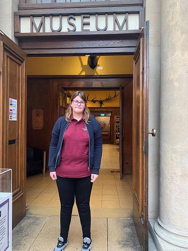 Ellie Croucher at the entrance to Mansfield Museum