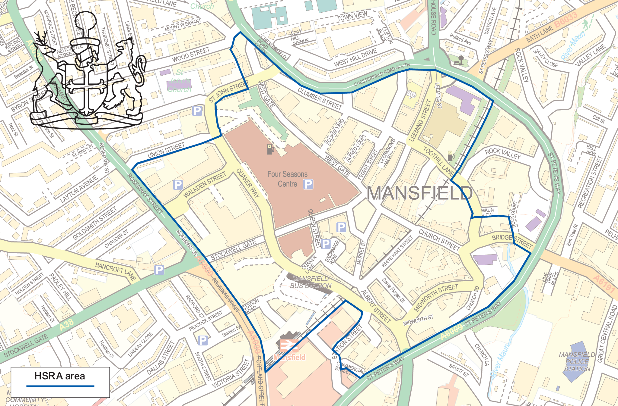 A map displaying the high street rental auction zone