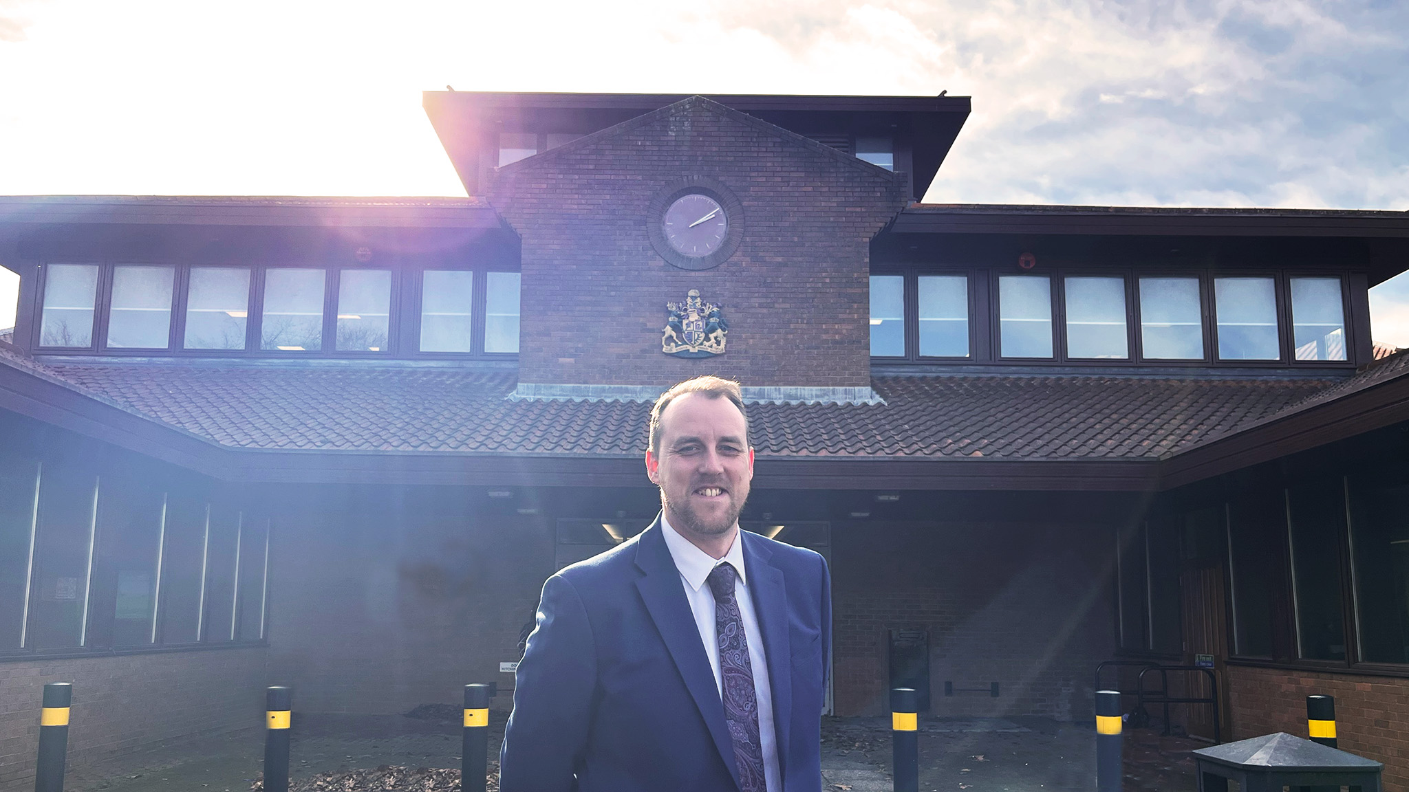 James Biddlestone outside the civic centre