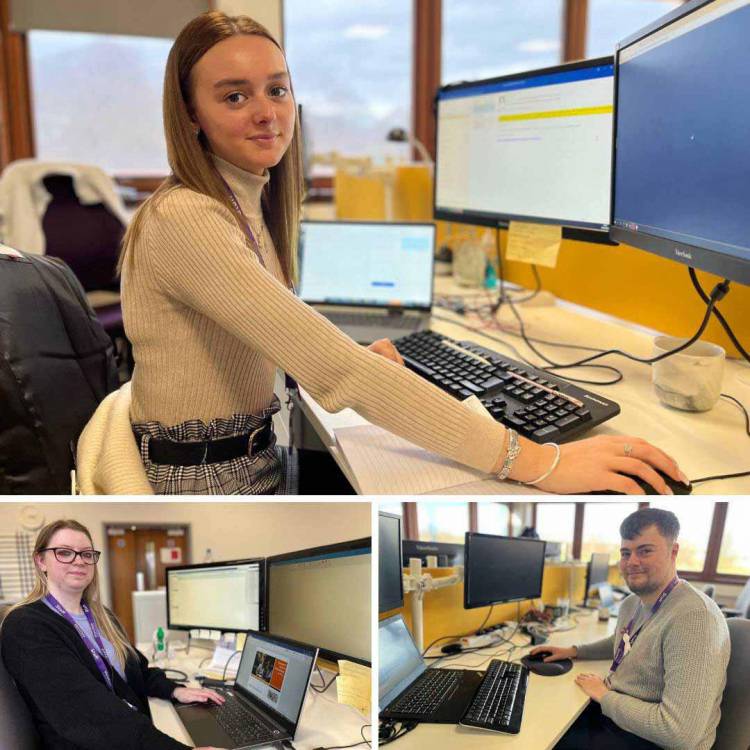 Emily Pegg, Rebecca Slinger and Liam Benton, council apprentices