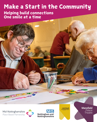 Poster advertising Make a Start showing tow people doing crafts