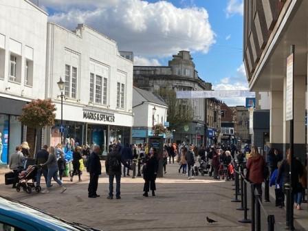 A photo of people in Mansfield town centre