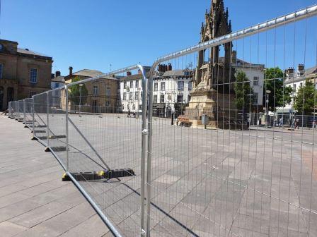 Mansfield Market Place with fencing