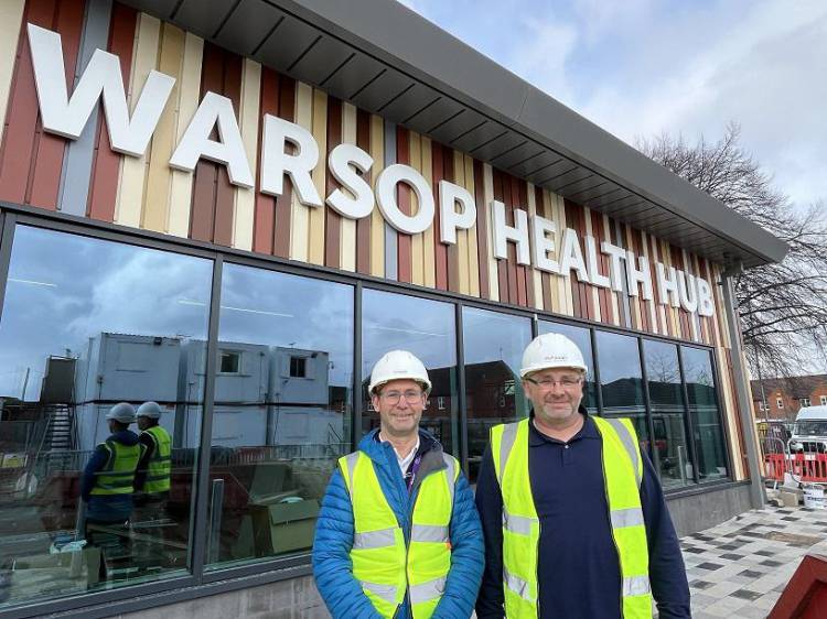 Mayor Abrahams and Councillor Andy Burgin outside the Warsop Health Hub