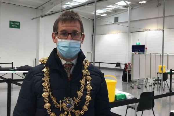 A photo of the Mayor at vaccination centre opening
