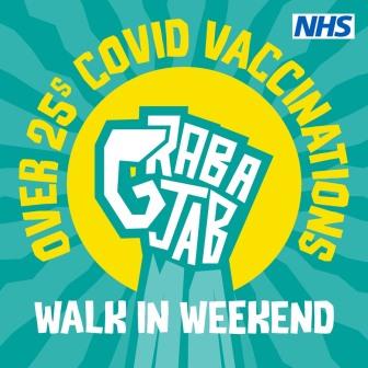 NHS logo to promote the Grab a jab walk in weekend