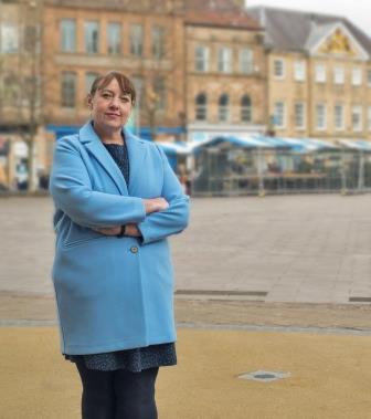 A photo of the Police Crime Commissioner in Mansfield market place