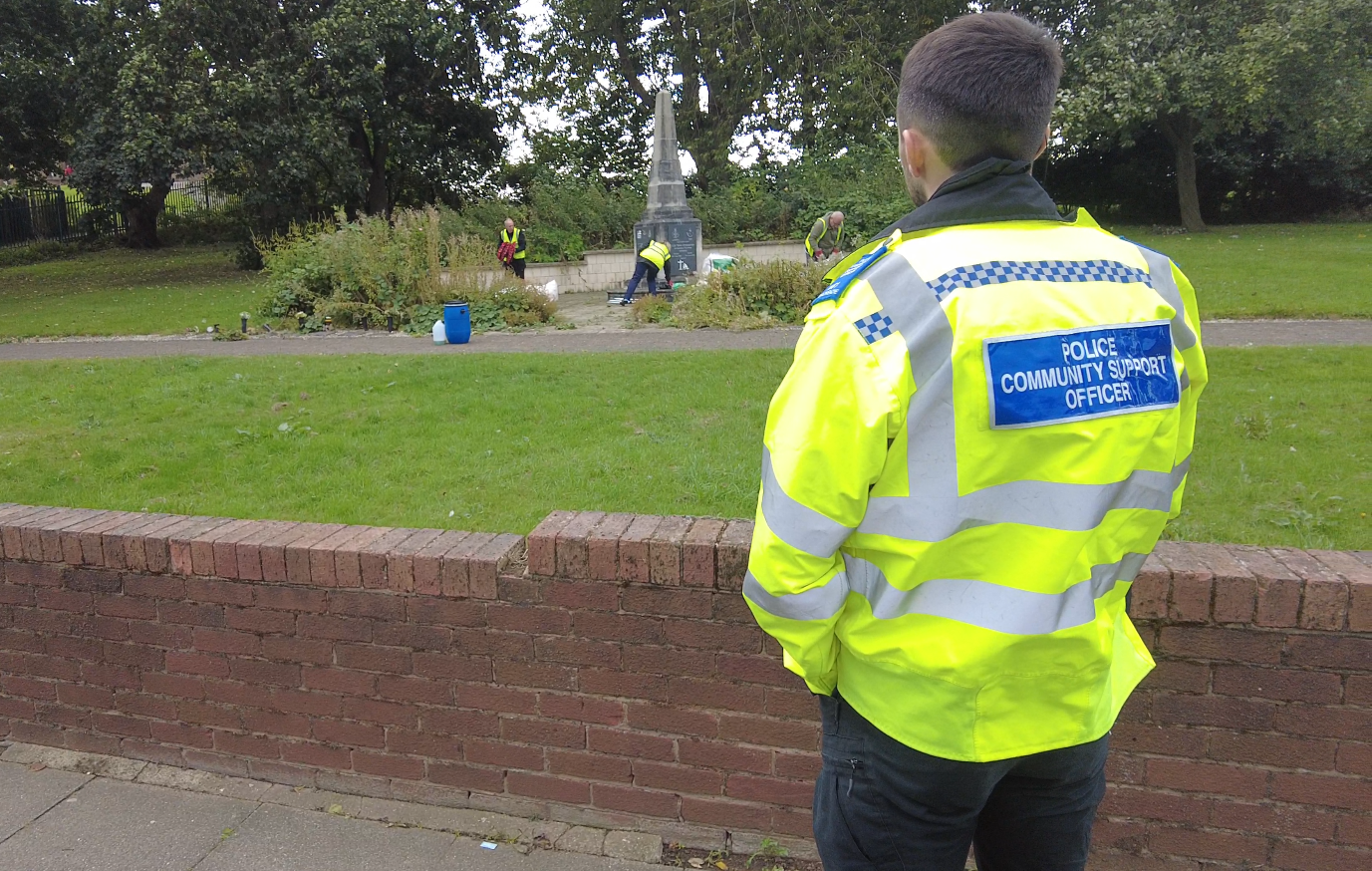 Community support officer monitoring work taking place for Immediate Justice