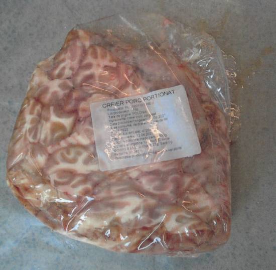 Photo of packaged pork brain