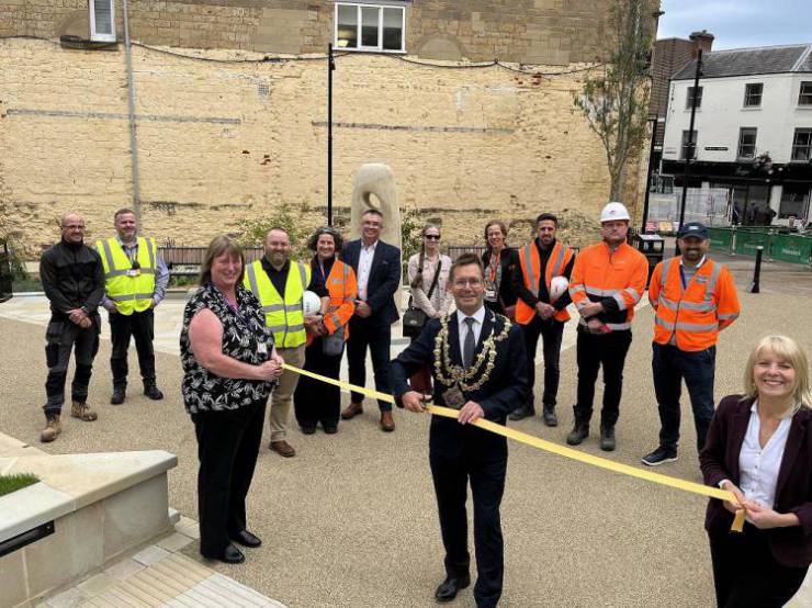 Ribbon cutting of memorial garden