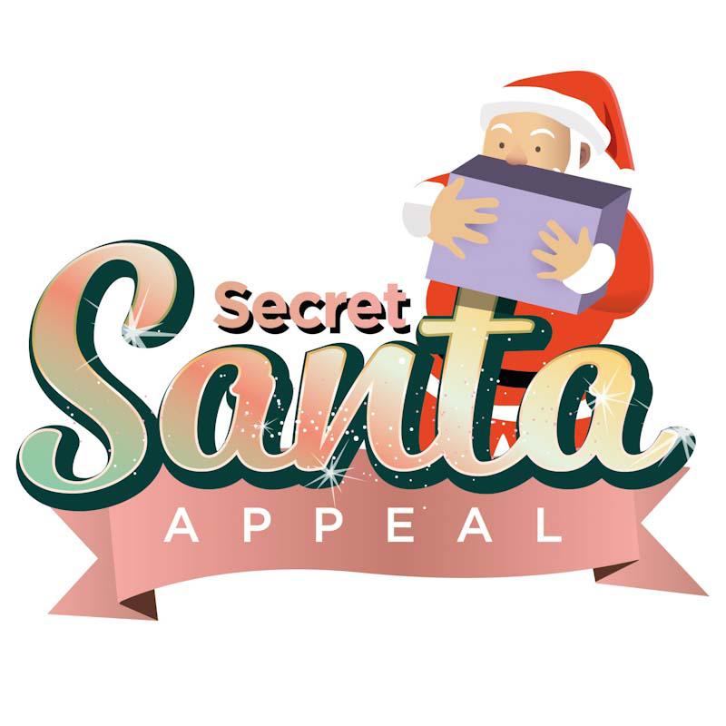 Secret Santa Appeal logo with Santa and his list
