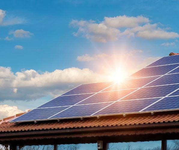 Solar panels on a buildings roof