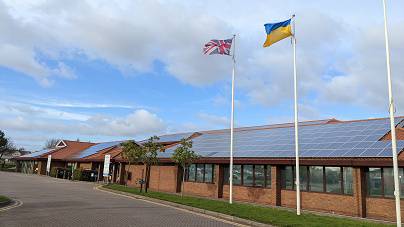 Photo of Ukraine flag flying at Mansfield Civic Centre