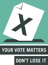 Picture of a sheet of paper with a cross in it and the text Your vote matters