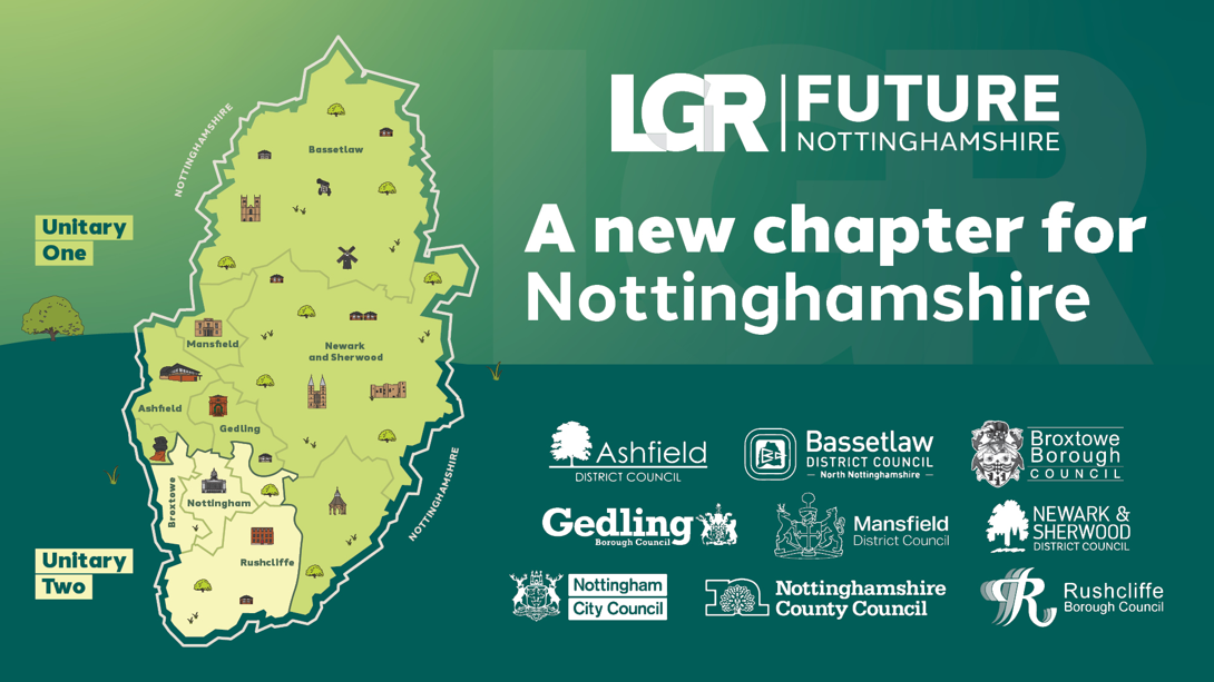 A graphic showing the central government decision on Nottinghamshire LGR