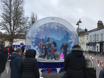 Photo of an inflatable snow globe