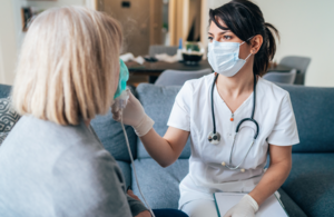 Photo of patient with health care professional