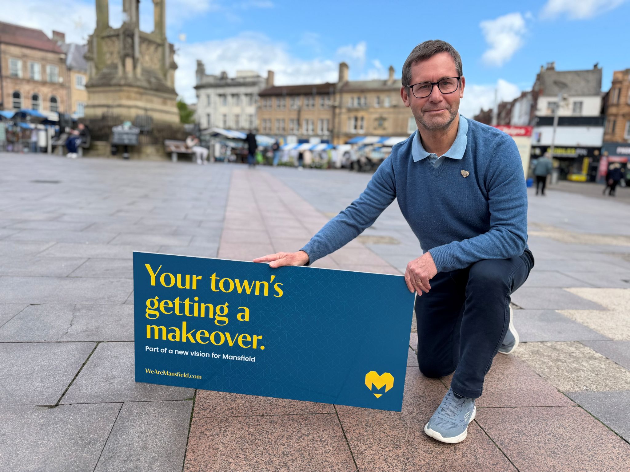 Mayor of mansfield Andy Abrahams unveils plans for a major regeneration of the town's market place