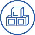 Icon showing 3 boxes stacked together to represent building something