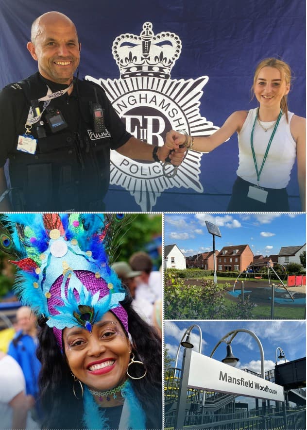 Police officers, an entertainer, a Mansfield street and the train station