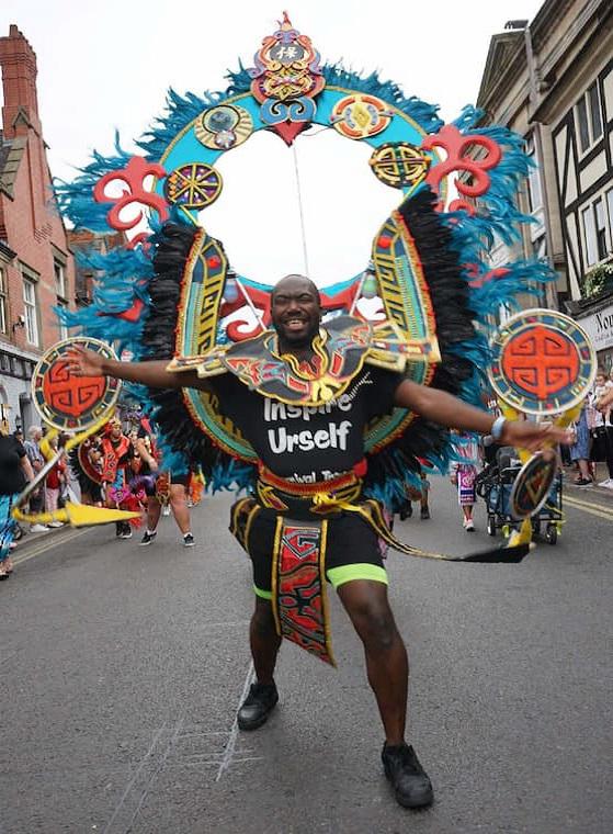 A dancer entertaining the local crowds