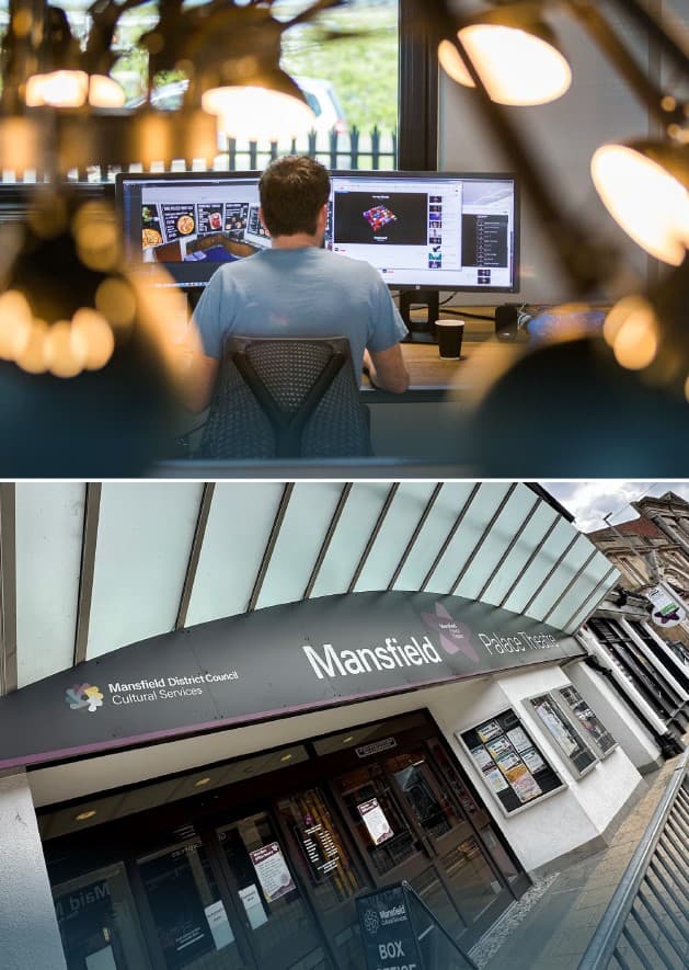 Mansfield Museum and someone working at a pc