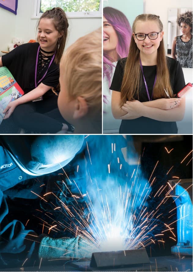Students and workers applying their knowledge
