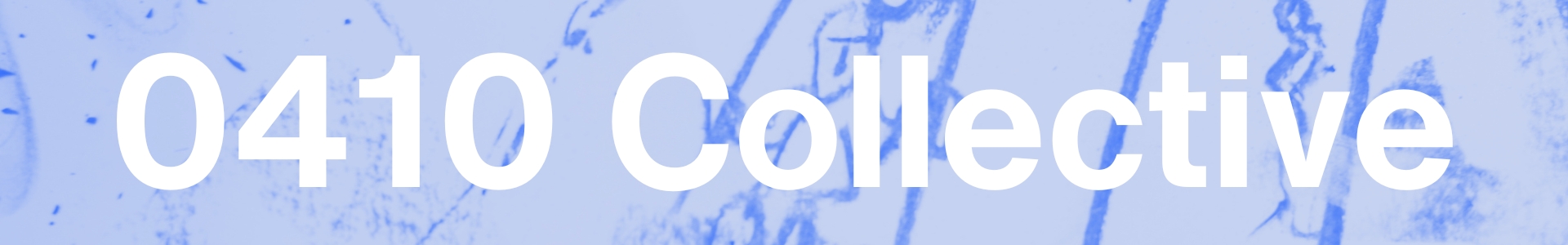 This image shows a charcoal drawing of a person on a swing a blue overlay covers the image. White bold font reads 0410 Collective over the image.