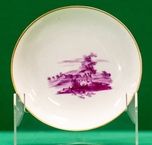 Saucer with landscape in purple