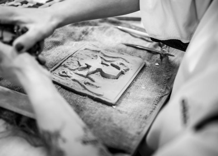 Clay portrait being created