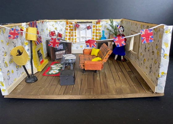 a picture of a mocked up 1950s living room