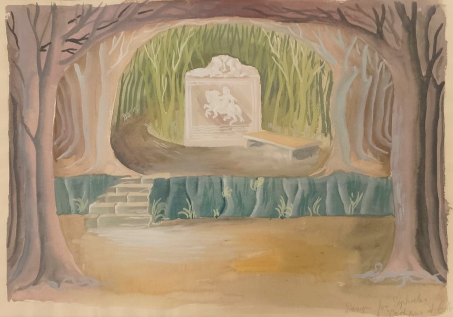 Set design for a scene in a woodland clearing