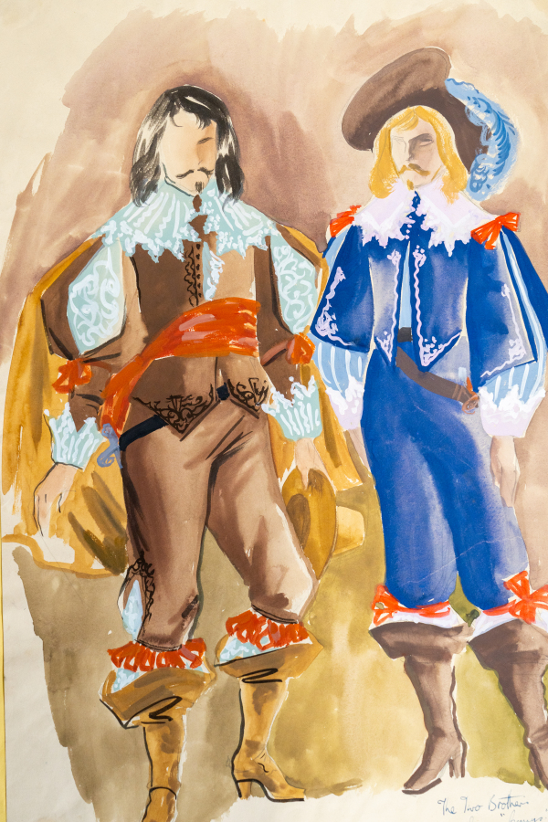 Costume design for two youths in cavalier-style outfits