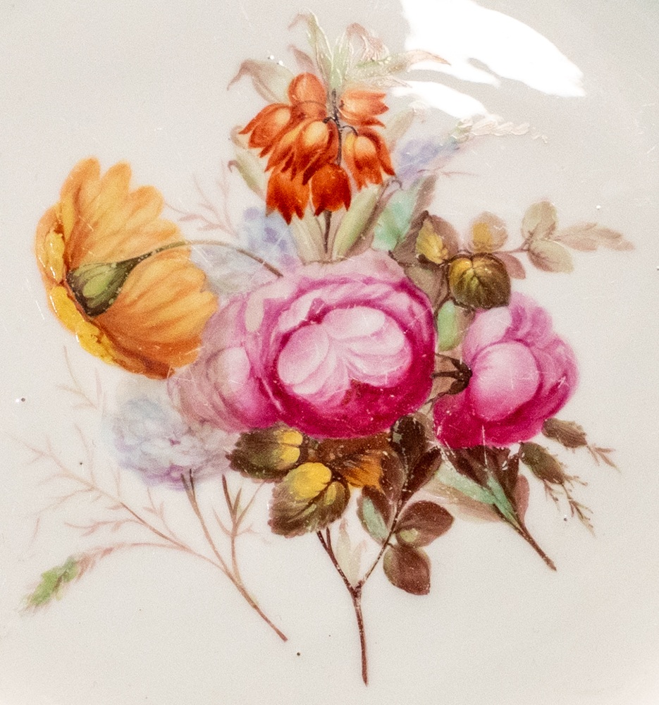 Painted flowers on a porcelain plate