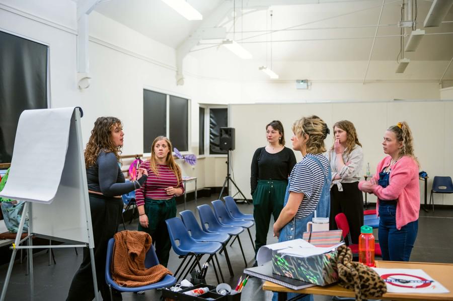 Theatre maker Martha Kent and company talking through ideas