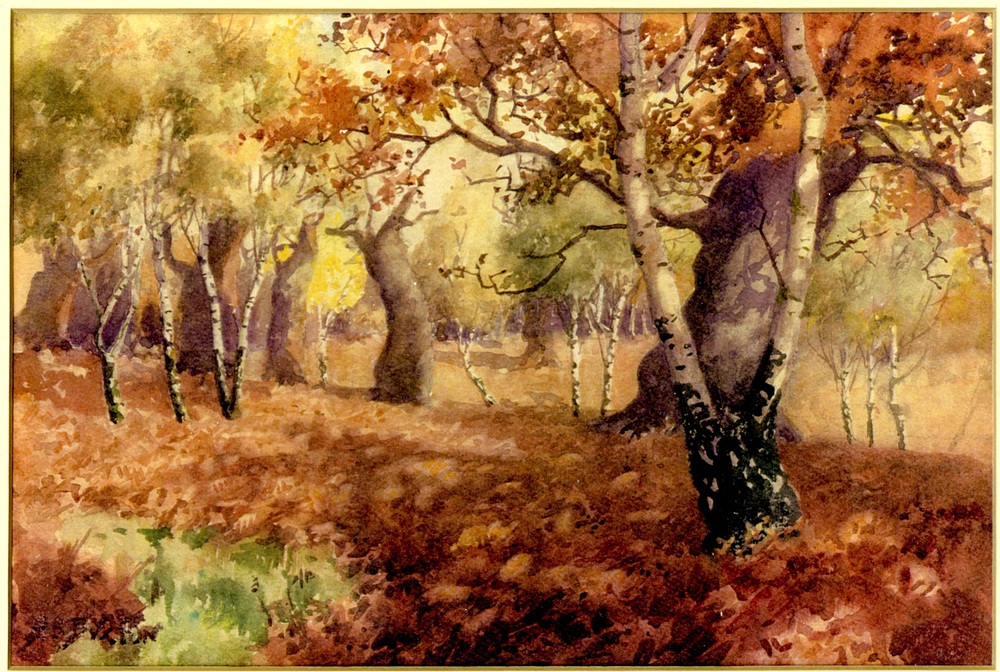 Painting of trees and bracken