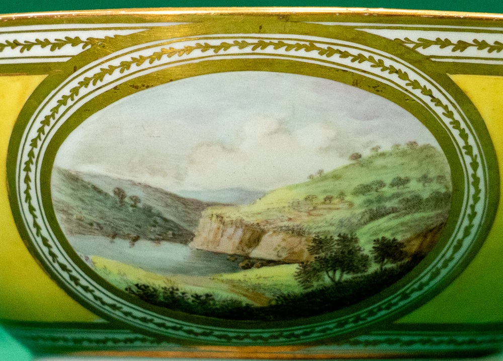 A landscape painted on a porcelain bowl