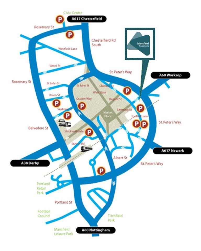 A map showing the local area and location of the Museum.