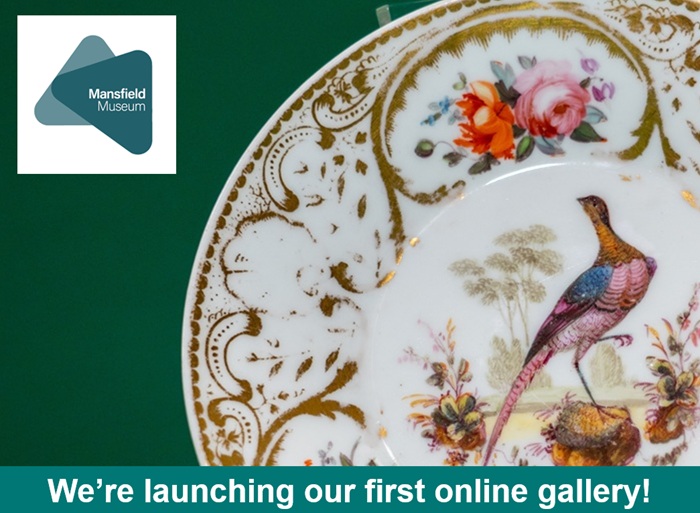 A slide showing a saucer decorated with a painting of a pheasant