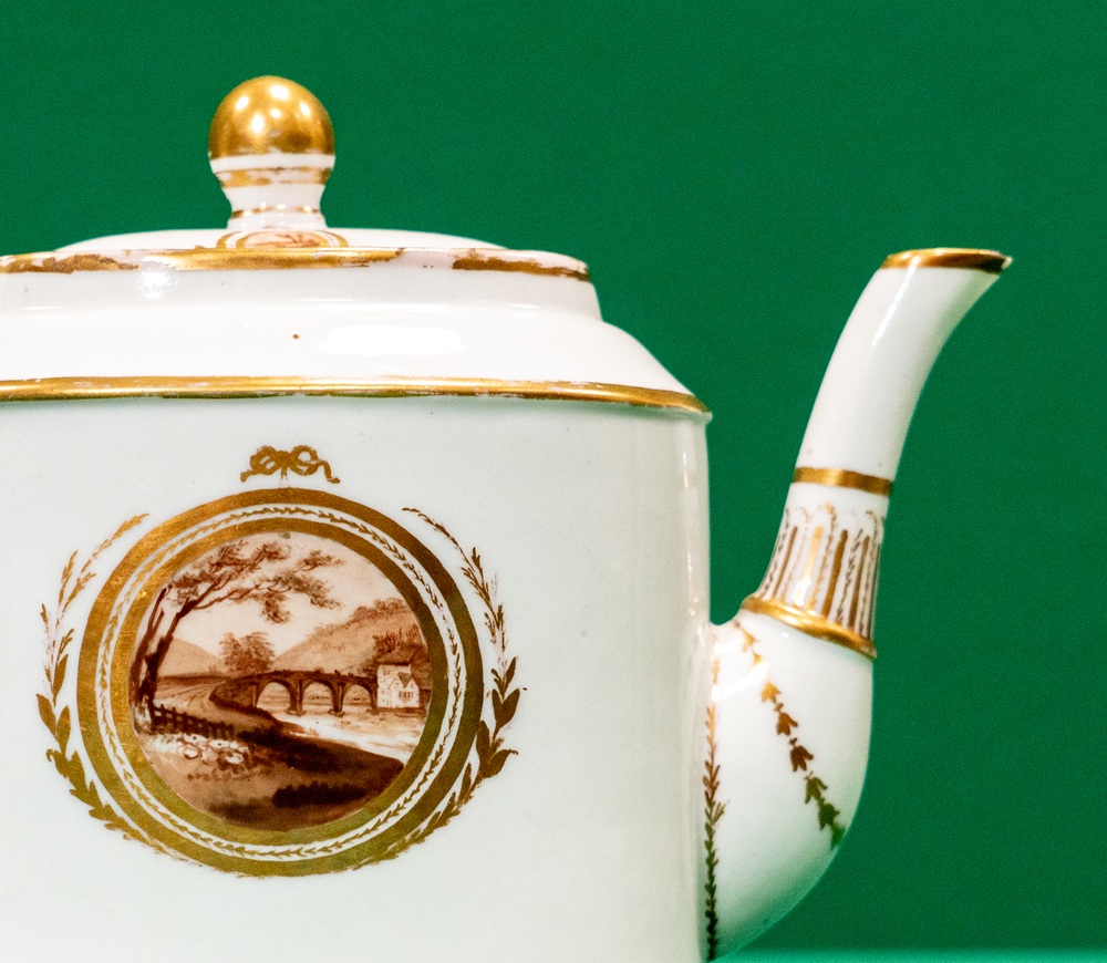 Detail of a painted and gilded teapot