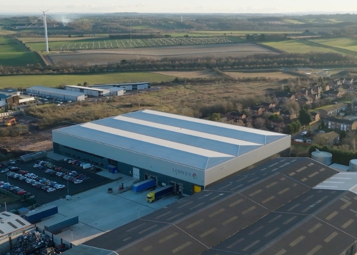 image of the Linney building from a drone