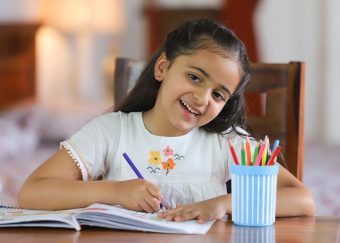 young girl drawing