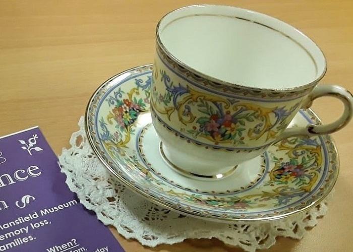 Photo of a cup and saucer to promote the reminiscence tea room.